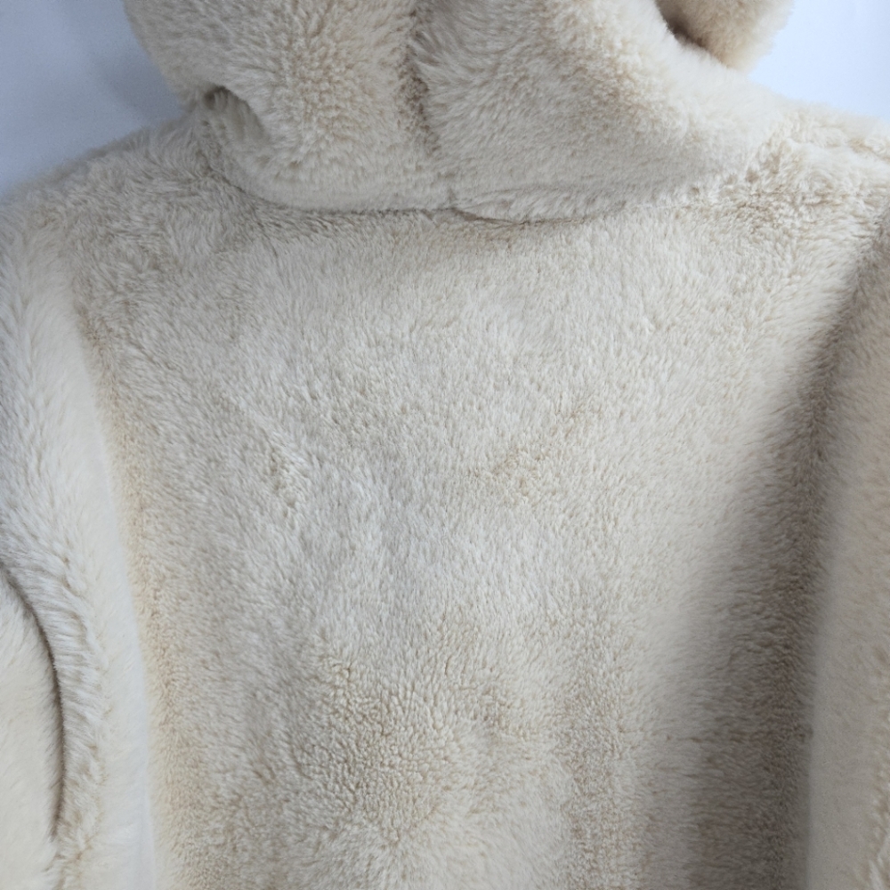 Top‎ Shop Jacket Cream Faux Fur Hooded Bomber - Picture 9 of 16